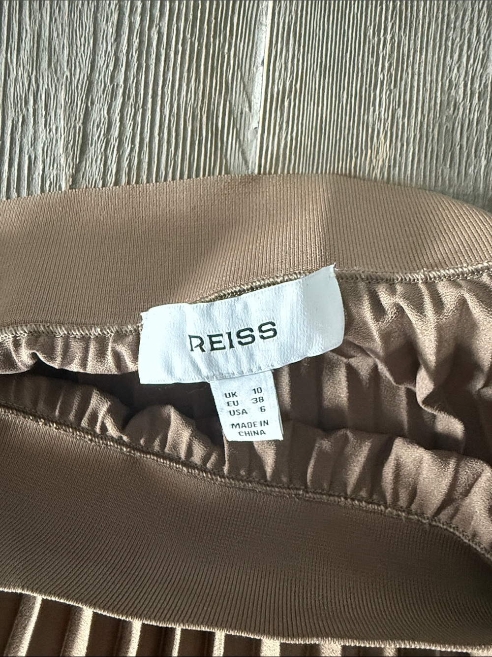 Reiss Taupe Pleated Midi Skirt - Picture 2 of 3